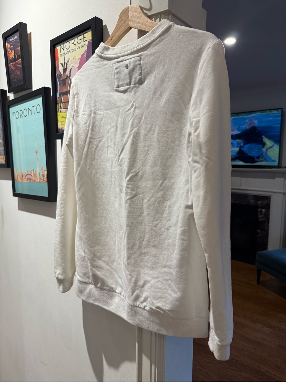 GIVEN Cream Graphic Crewneck Sweatshirt with Geometric Tree Design - Picture 2 of 4